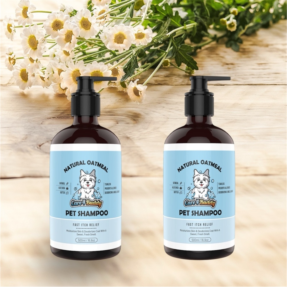 Care4Buddy Oatmeal Dog & Puppy Shampoo 2 Bottles Sensitive Skin Pump Bottle